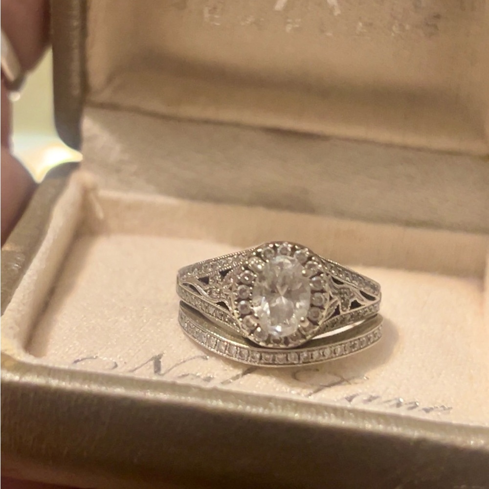 Neil Lane Vintage Inspired Diamond Engagement Ring & Wedding Band